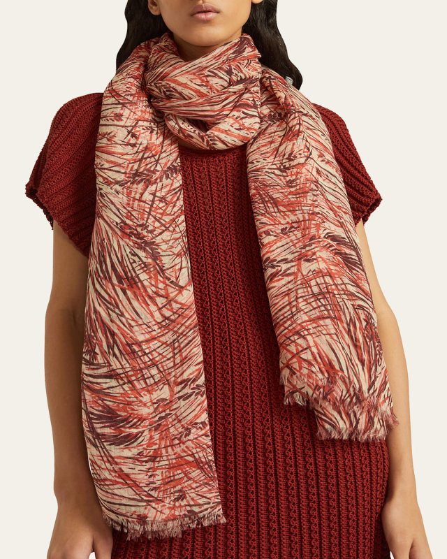 Foliage Print Cashmere Stole